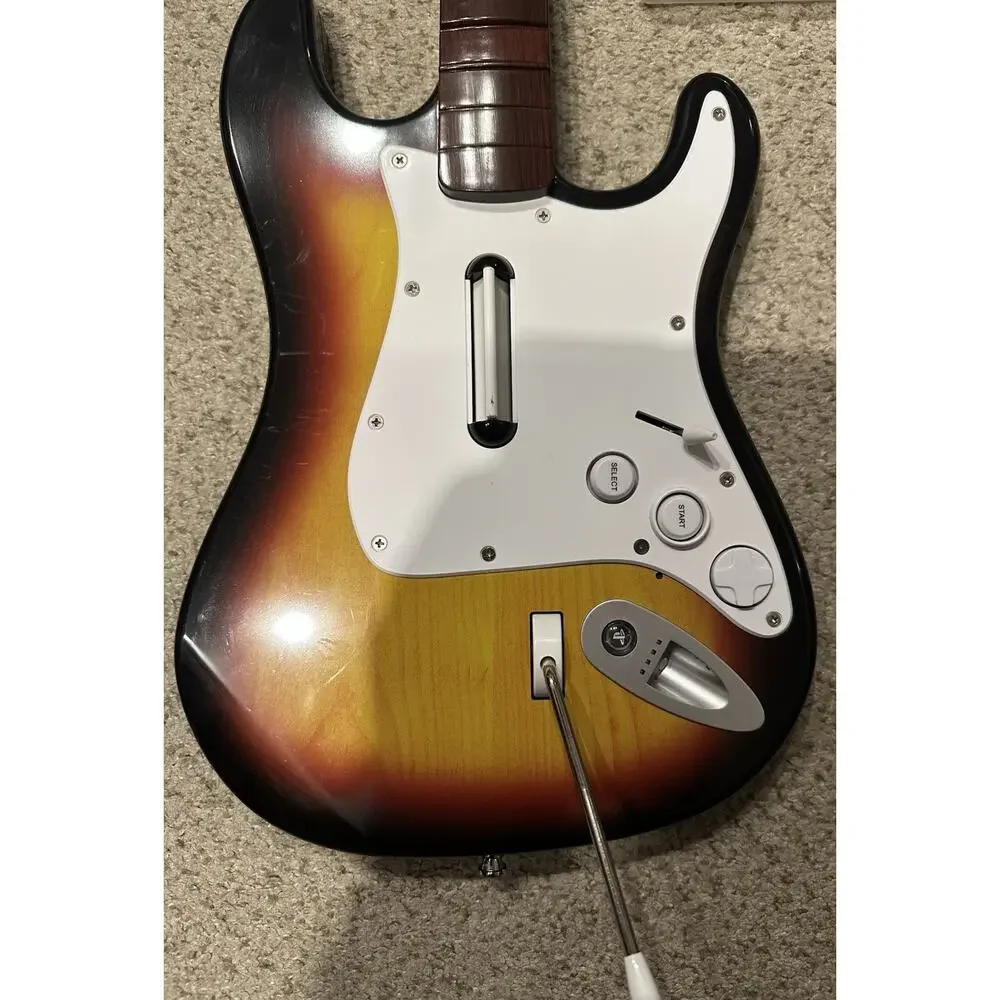 PlayStation 3 PS3 Rock Band Sunburst Wireless Guitar W Dongle 3 Games Rockband